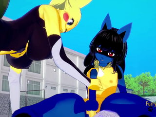 Pokemon Hentai Furry Yiff 3D - Lucario x Pikachu hard sex - Japanese asian manga anime game porn animation
